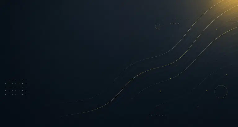 Abstract gold freight network over a dark navy background.