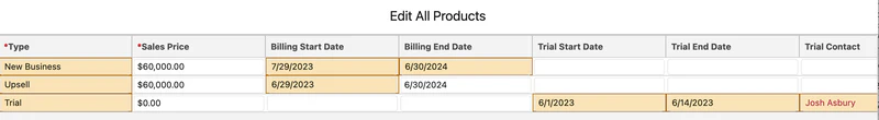 Opportunity Product Types allow you to capture different information on different products. Image of Opportunity Product Types.