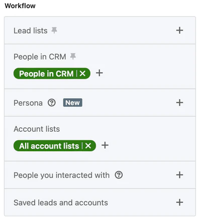 LinkedIn Sales Navigator Workflow Filters