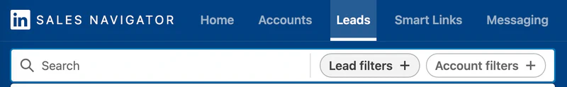 LinkedIn Sales Navigator Lead filters button