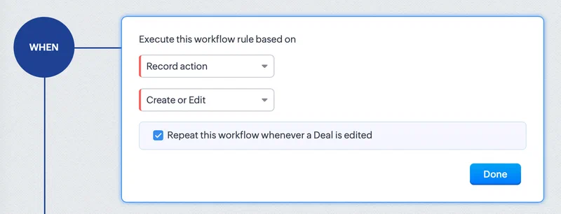 Execute the rule whenever a deal is created